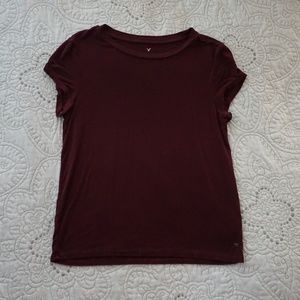 Solid Maroon American Eagle Outfitters Tee